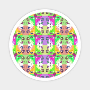 Checked Rainbow Fruity Kaleidoscope Memphis Design Pattern Magnet